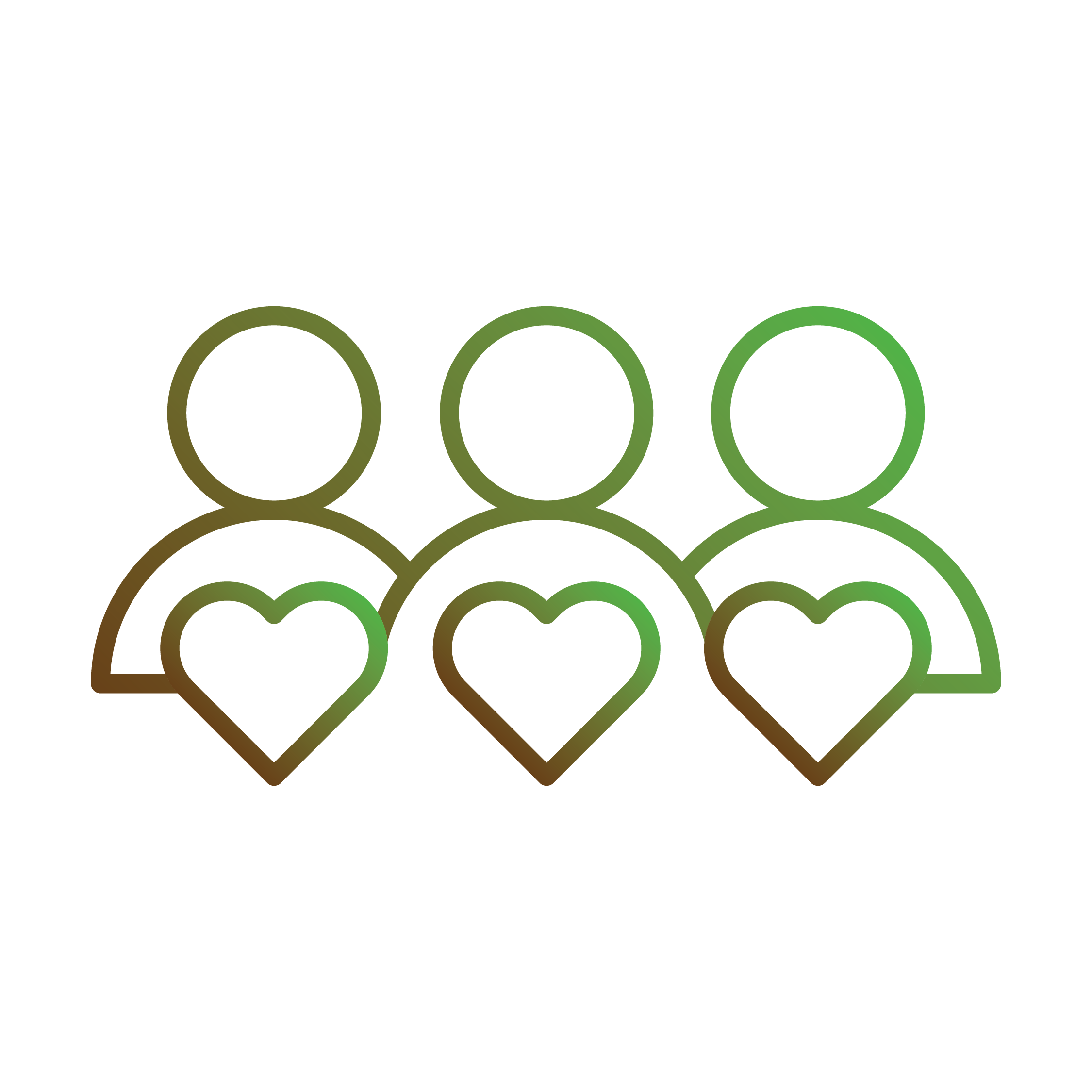 icon with three people and large hearts on their chests, they all overlap slightly
